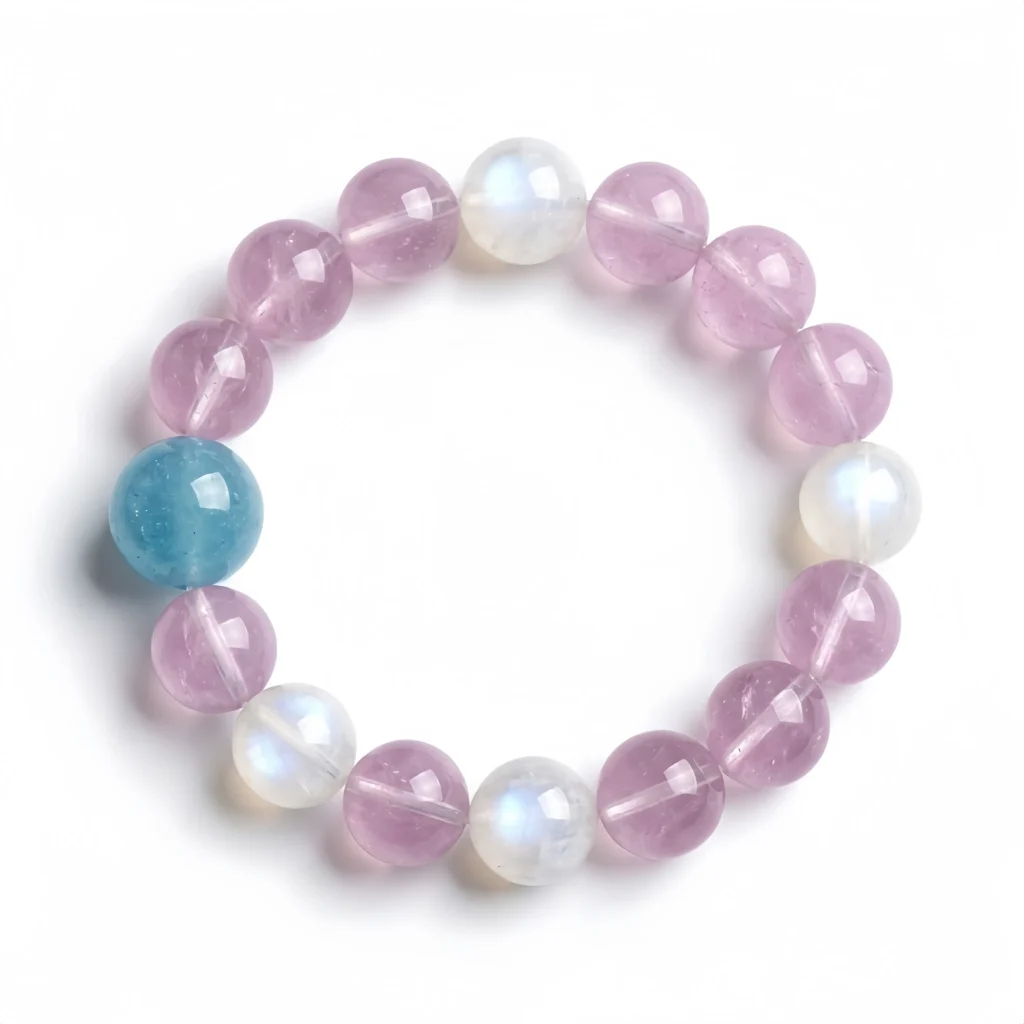 Amethyst Moonstone Beaded Bracelet – Nuit Rosée