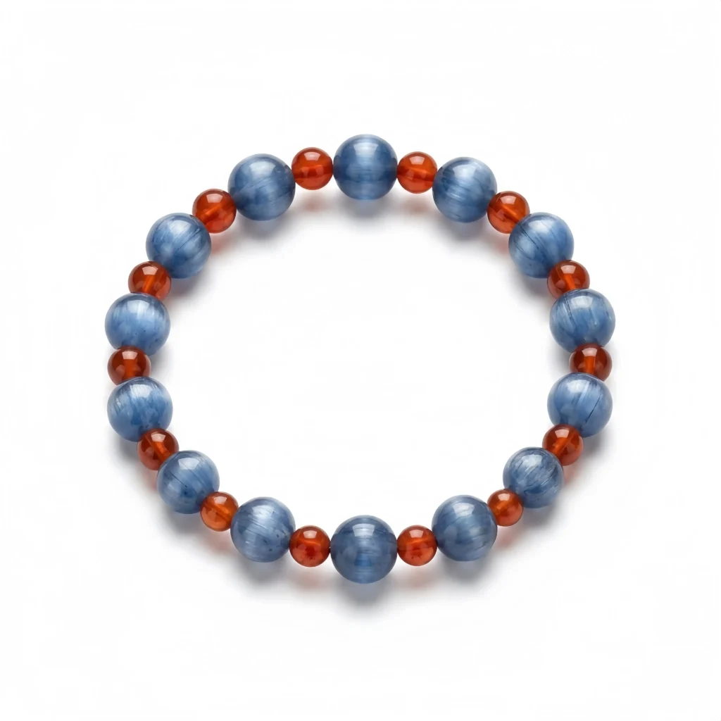 Kyanite Red Agate Beaded Bracelet–Azur Cendre