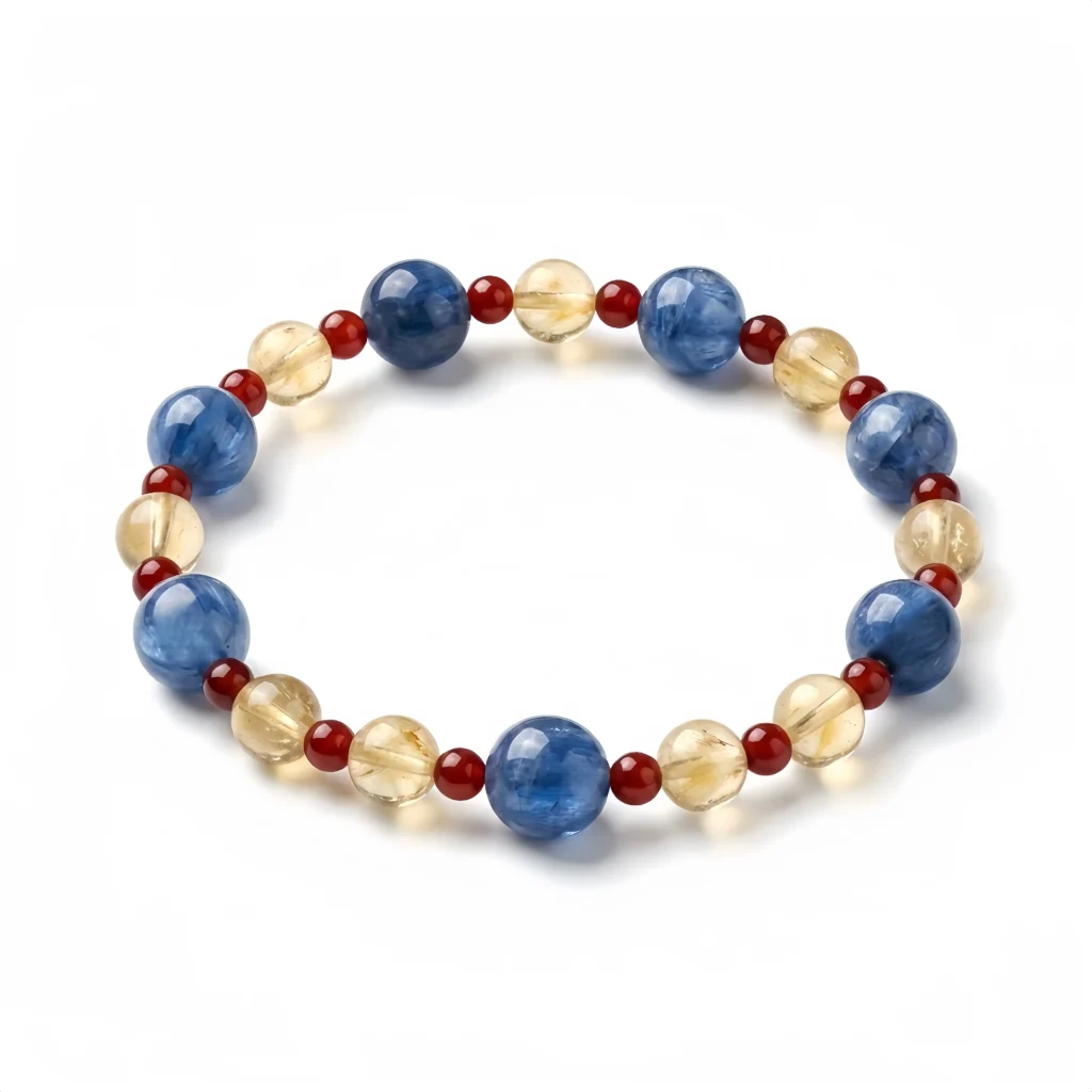 Phoenix Crown Kyanite Bracelet with Red Agate Accents