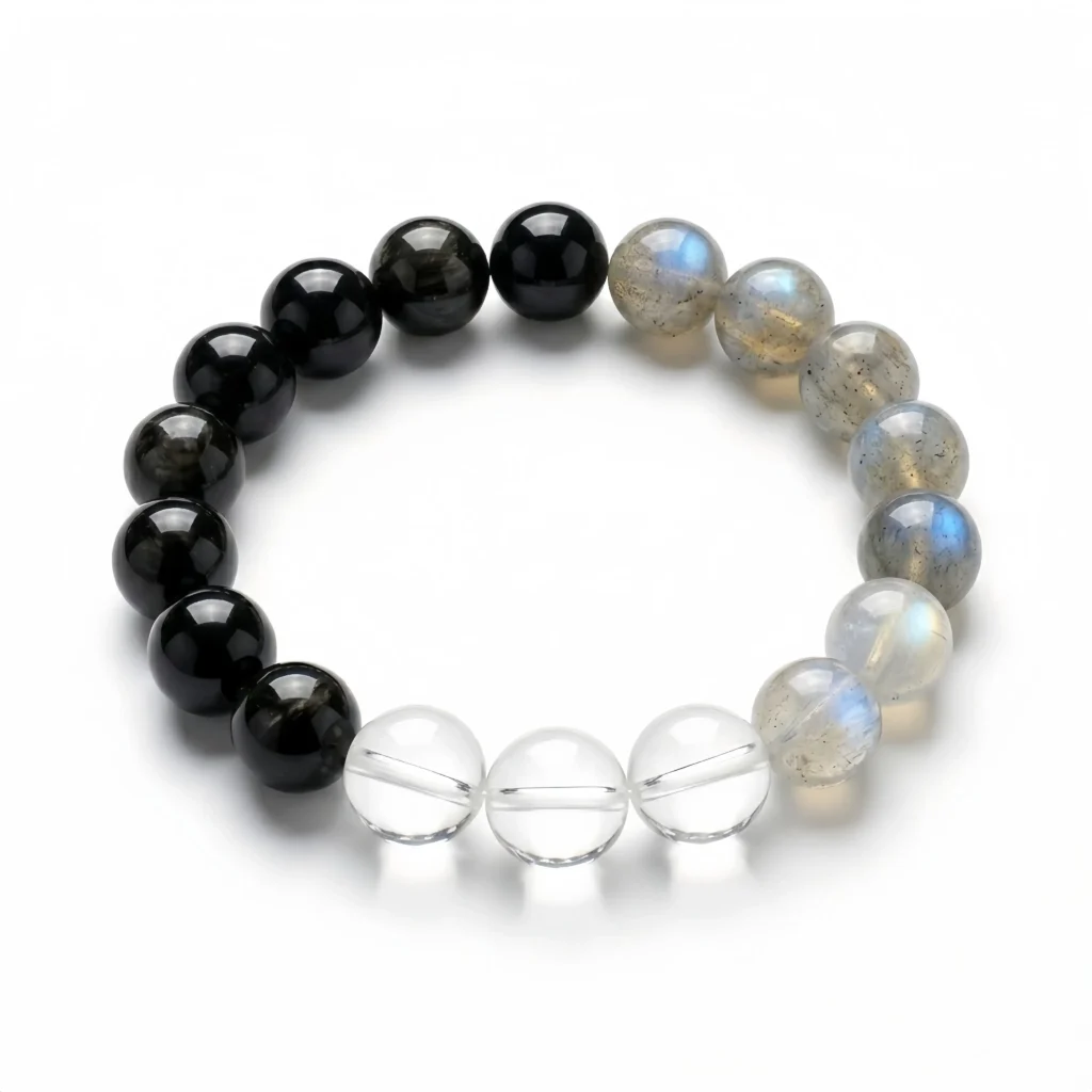 Gravity Echo Labradorite & Black Obsidian Crystal Bracelet