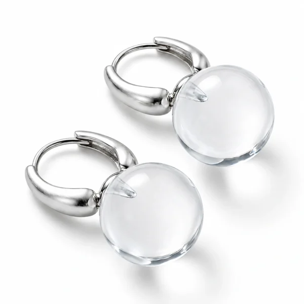 Clear Quartz Huggie Earrings - Crystal Drop Hoops