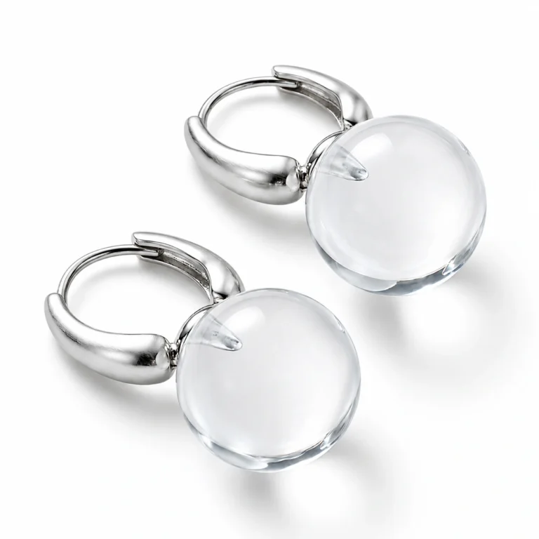 Clear Quartz Huggie Earrings - Crystal Drop Hoops