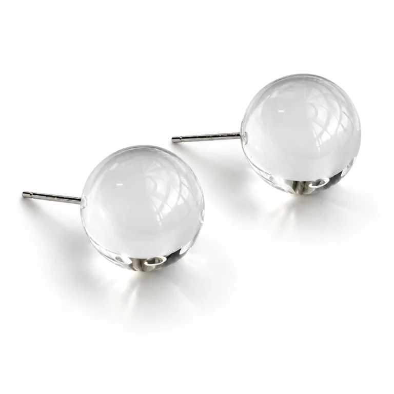 Clear Quartz Ball Stud Earrings