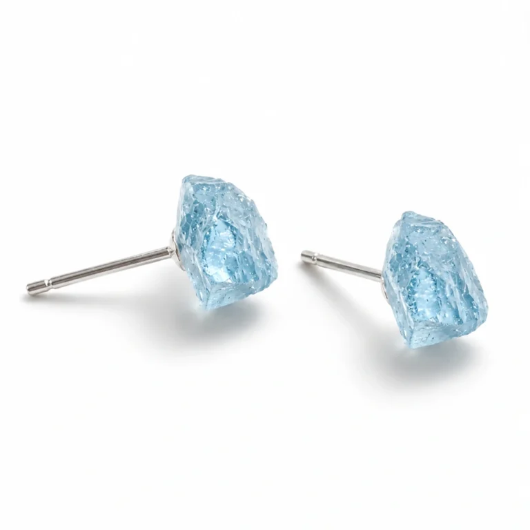 Raw Aquamarine Stud Earrings – Ocean Essence