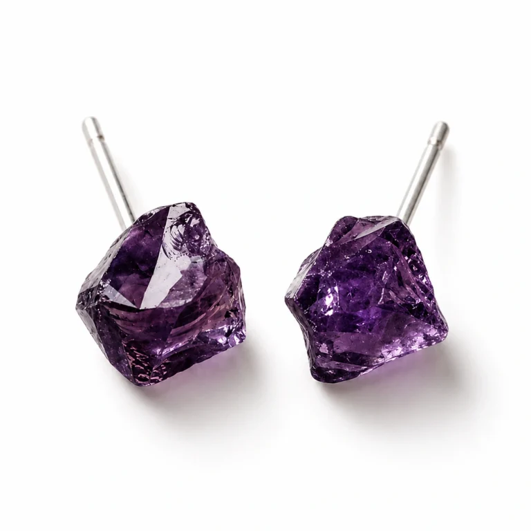 Raw Amethyst Stud Earrings