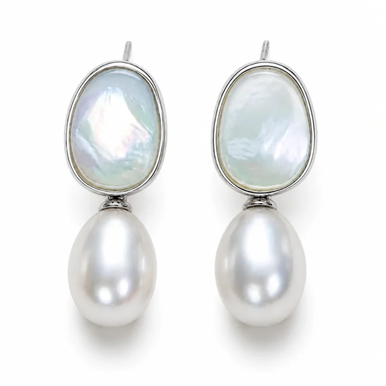 Mother of Pearl Pearl Drop Earrings - Luminous Elegance