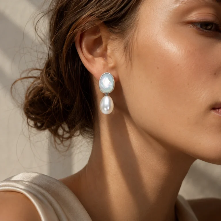Mother of Pearl Pearl Drop Earrings - Luminous Elegance
