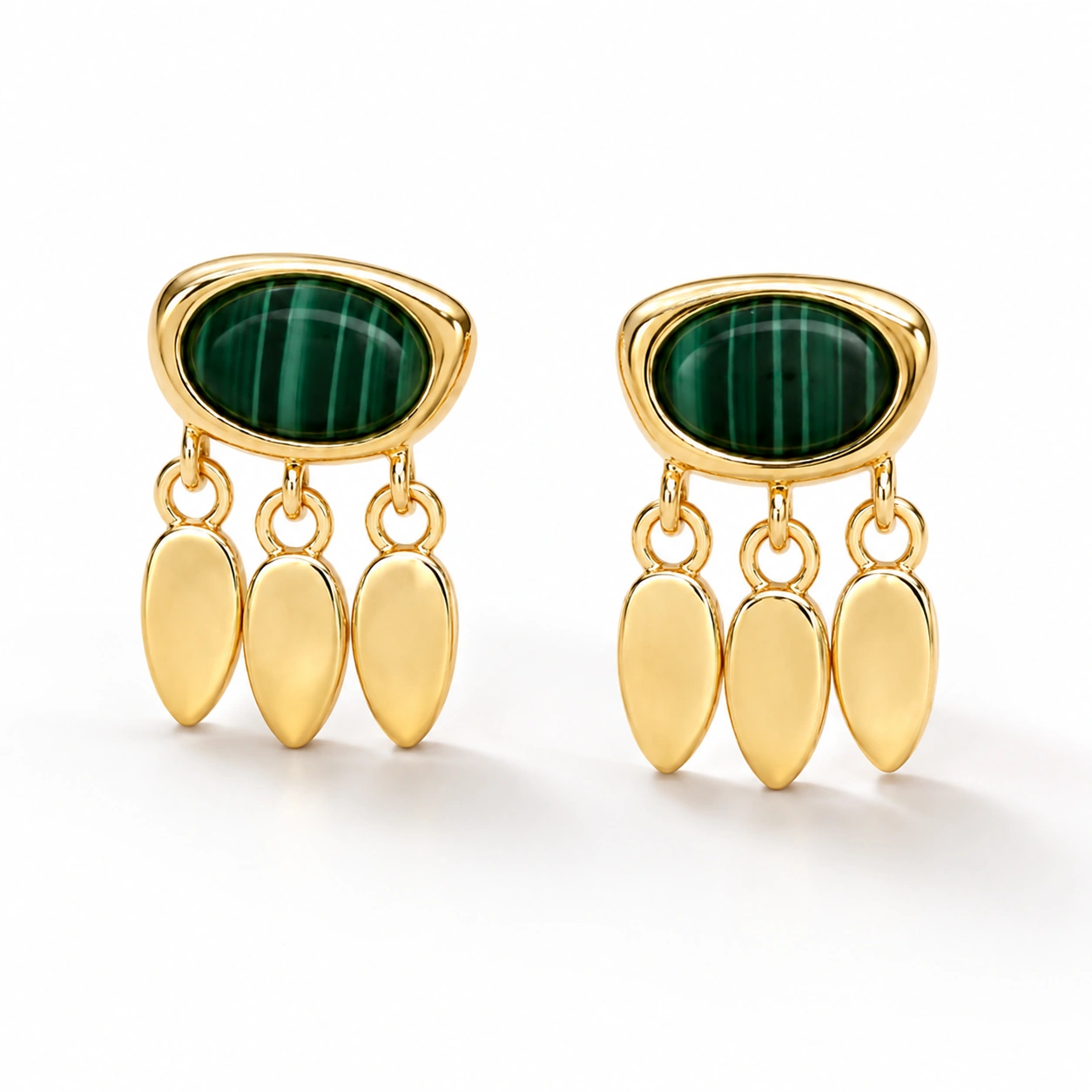 Malachite Fringe Drop Earrings