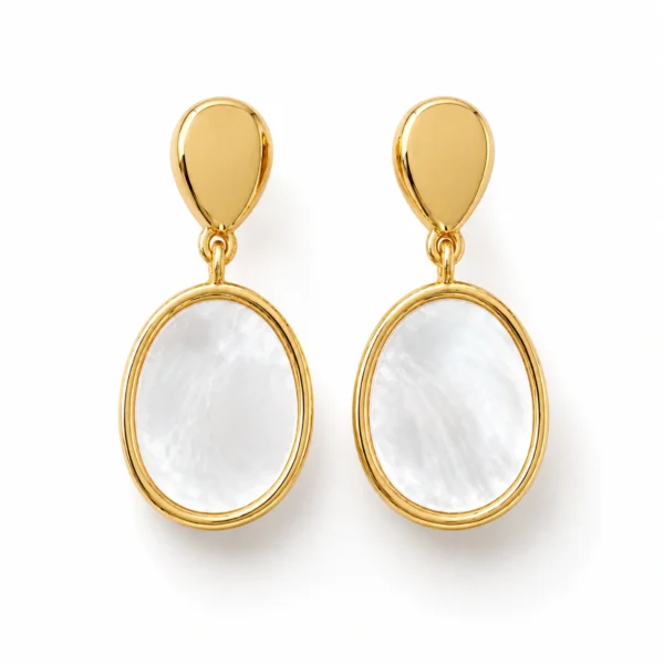White Mother of Pearl Drop Earrings - Luna Pearl