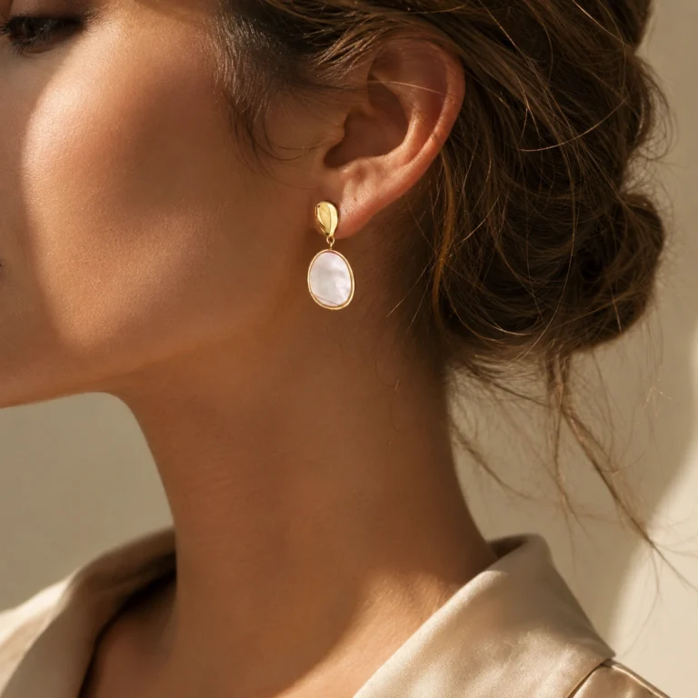 White Mother of Pearl Drop Earrings - Luna Pearl