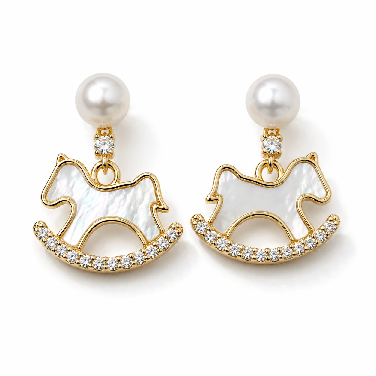 Mother of Pearl Rocking Horse Drop Earrings