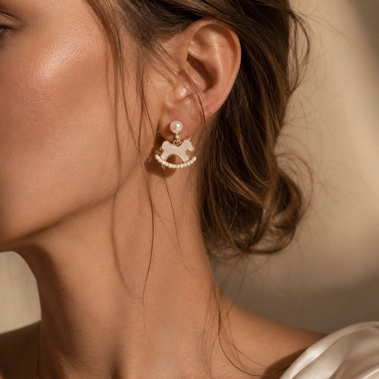 Mother of Pearl Rocking Horse Drop Earrings
