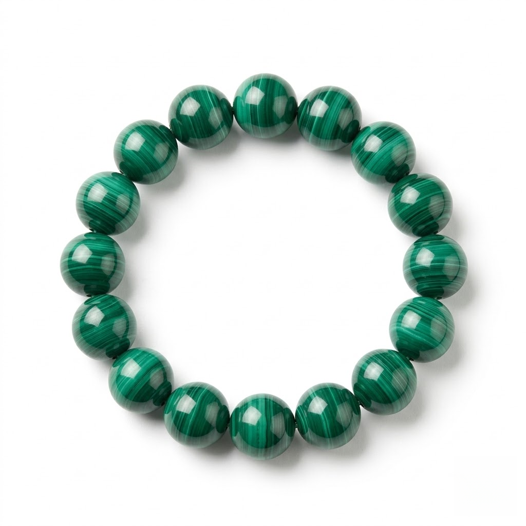 Natural Malachite Beaded Bracelet – Classic Green Gemstone Jewelry