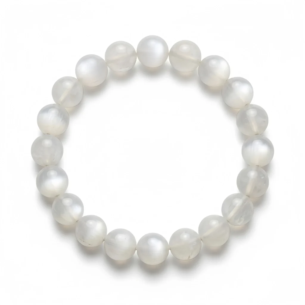 Natural White Moonstone Beaded Bracelet – Handmade Minimalist Crystal Jewelry