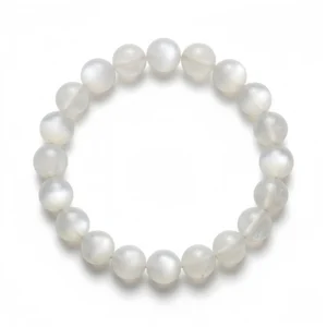 Natural White Moonstone Beaded Bracelet – Handmade Minimalist Crystal Jewelry