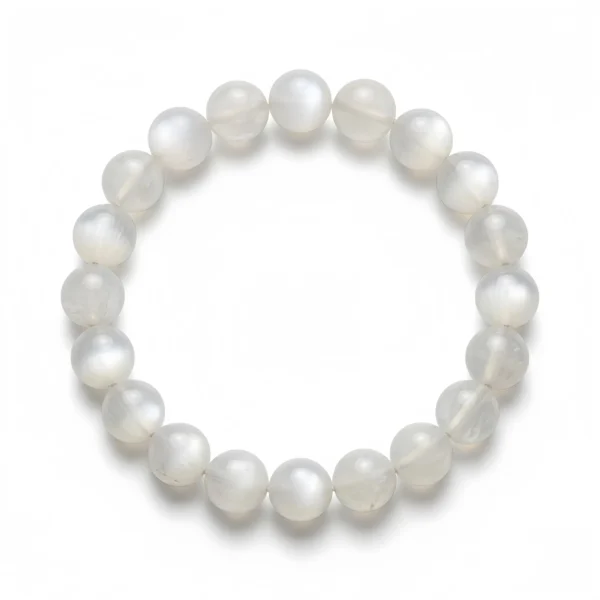 Natural White Moonstone Beaded Bracelet – Handmade Minimalist Crystal Jewelry