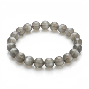 Silver Moonstone Beaded Bracelet | Natural Grey Moonstone