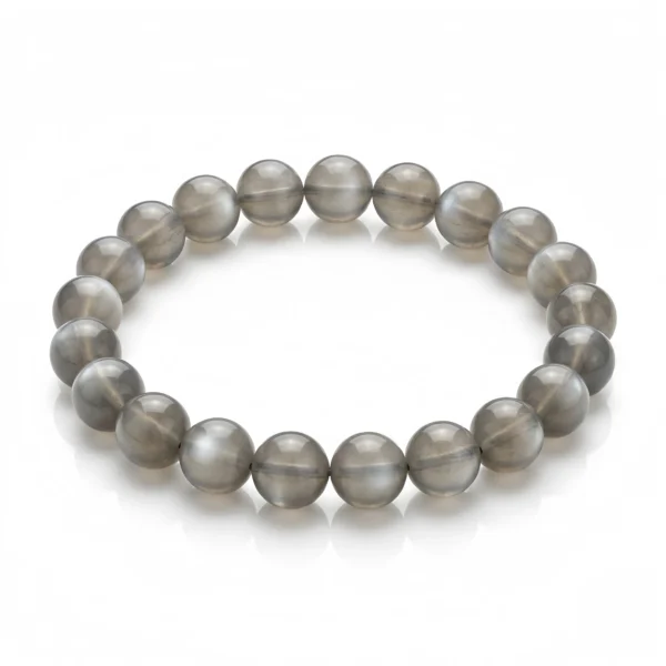 Silver Moonstone Beaded Bracelet | Natural Grey Moonstone