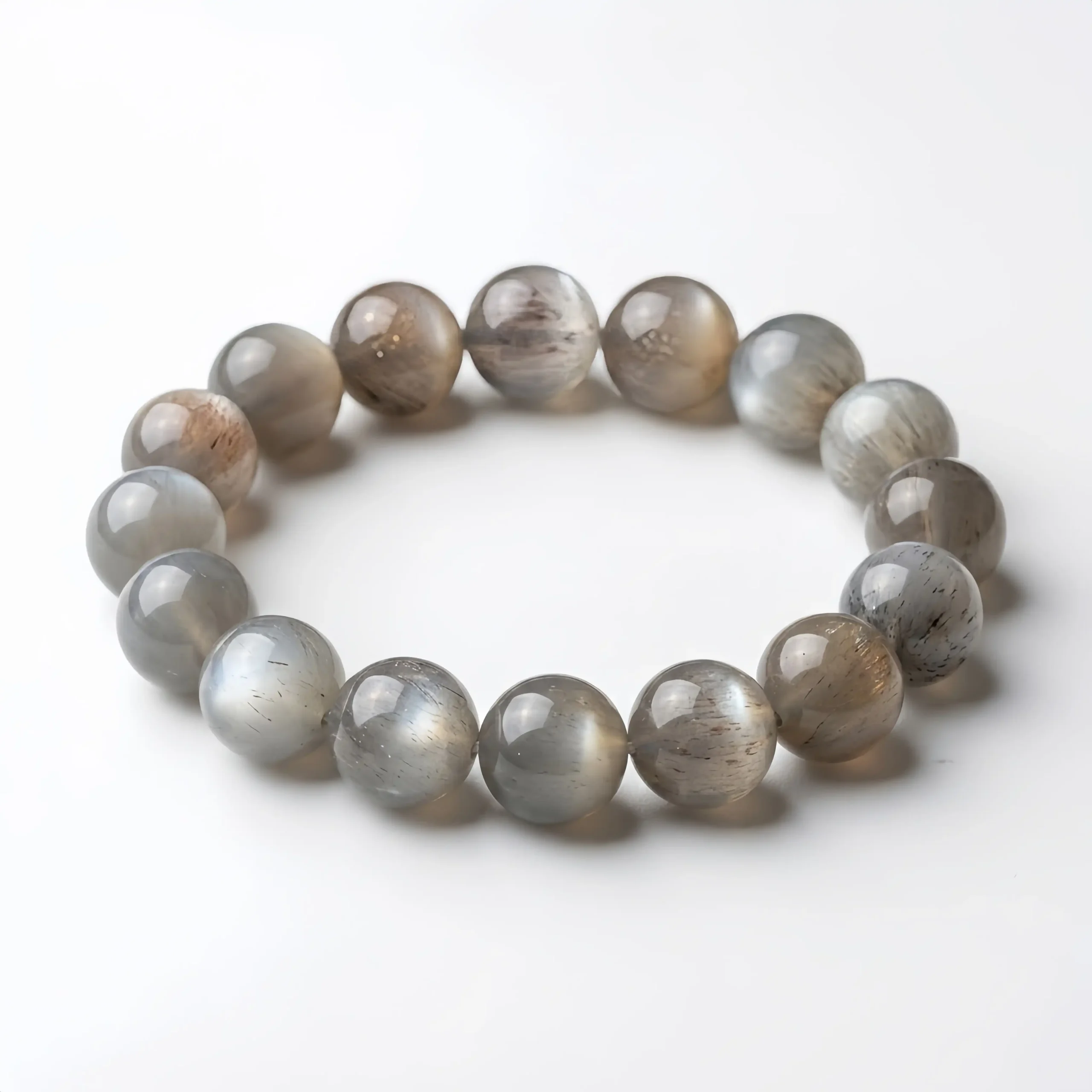 Black Gold Skeleton Moonstone Bead Bracelet
