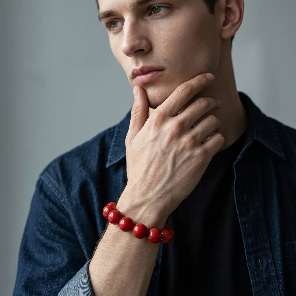 Cinnabar Bead Bracelet