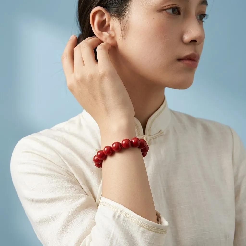 Cinnabar Bead Bracelet