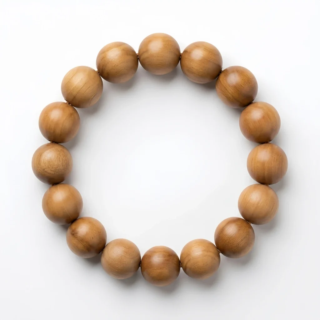 Golden Silk Sandalwood Bead Bracelet – Natural Handmade Wooden Jewelry