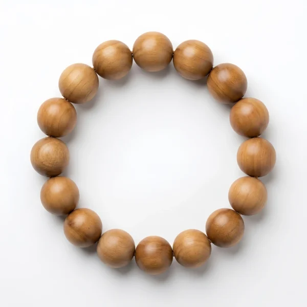 Golden Silk Sandalwood Bead Bracelet – Natural Handmade Wooden Jewelry