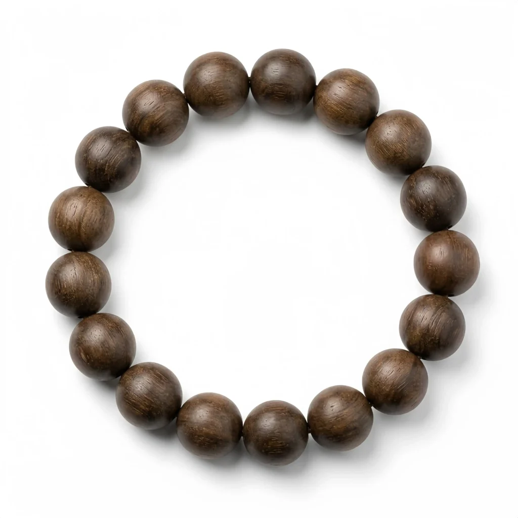 Golden Silk Sandalwood Bead Bracelet – Natural Handmade Wooden Jewelry