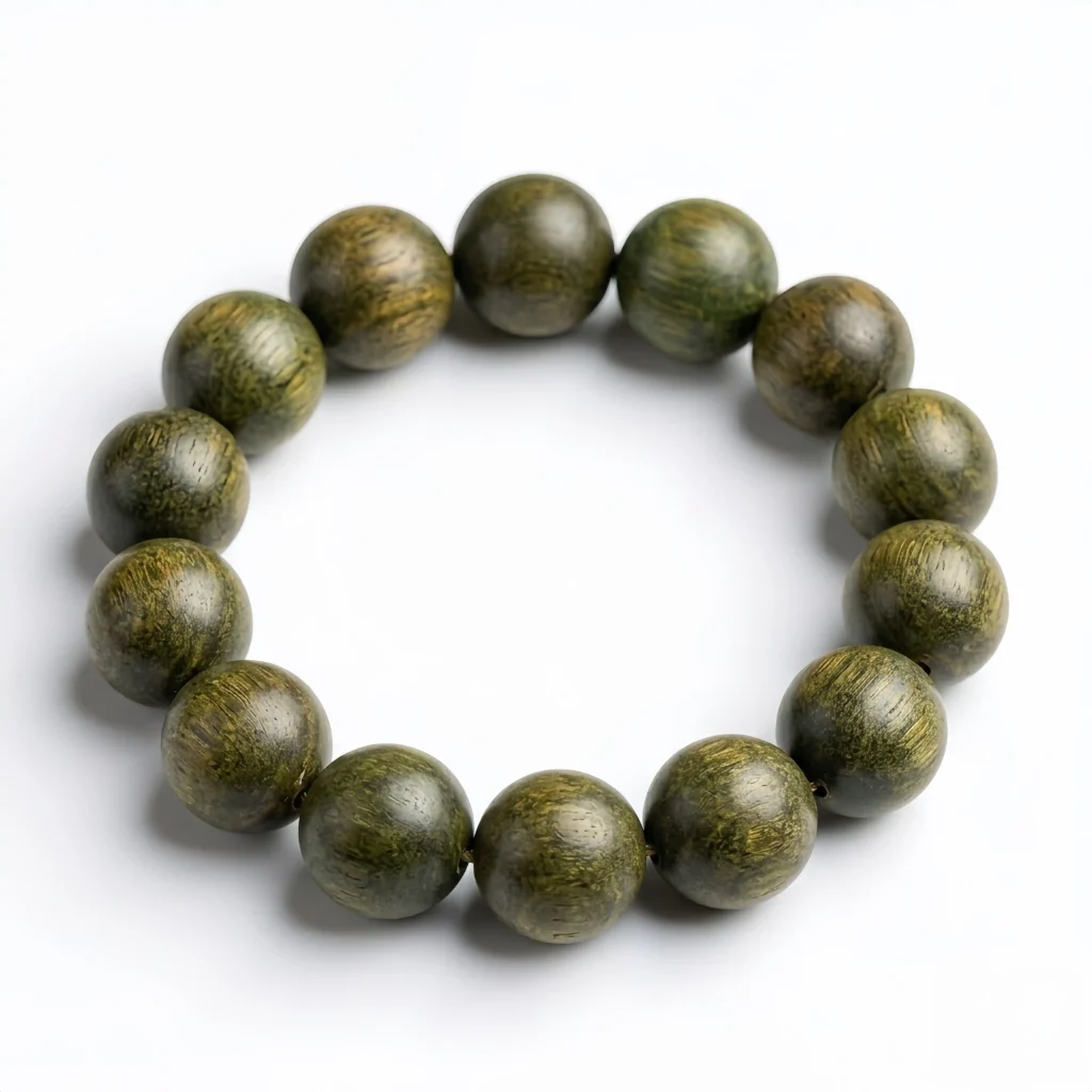 Green Sandalwood Bead Bracelet | Natural Handmade Wooden Jewelry