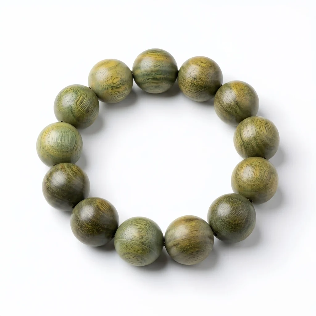 Green Sandalwood Bead Bracelet | Natural Handmade Wooden Jewelry
