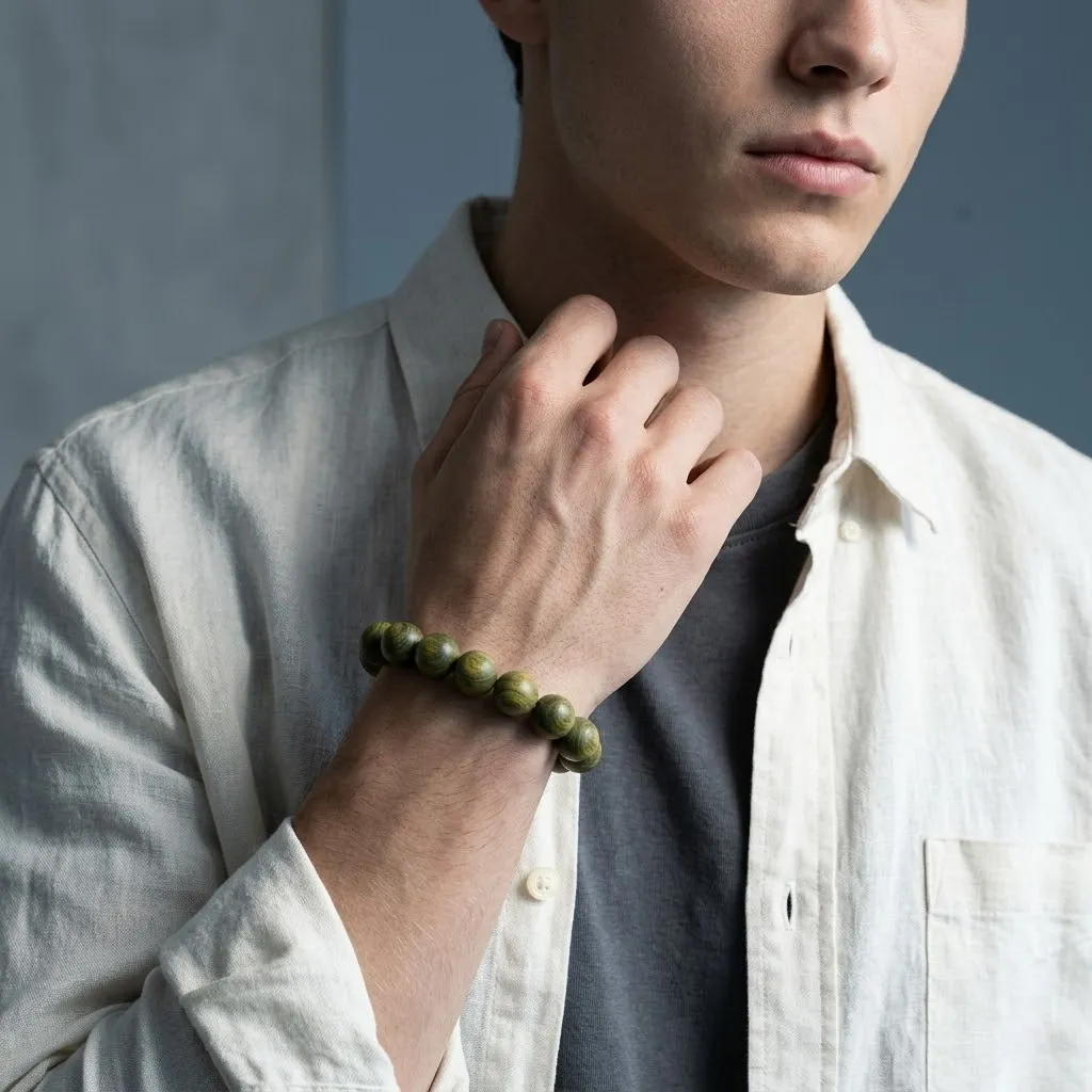 Green Sandalwood Bead Bracelet