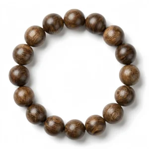 Natural Agarwood Beaded Bracelet – Handmade Wooden Mala