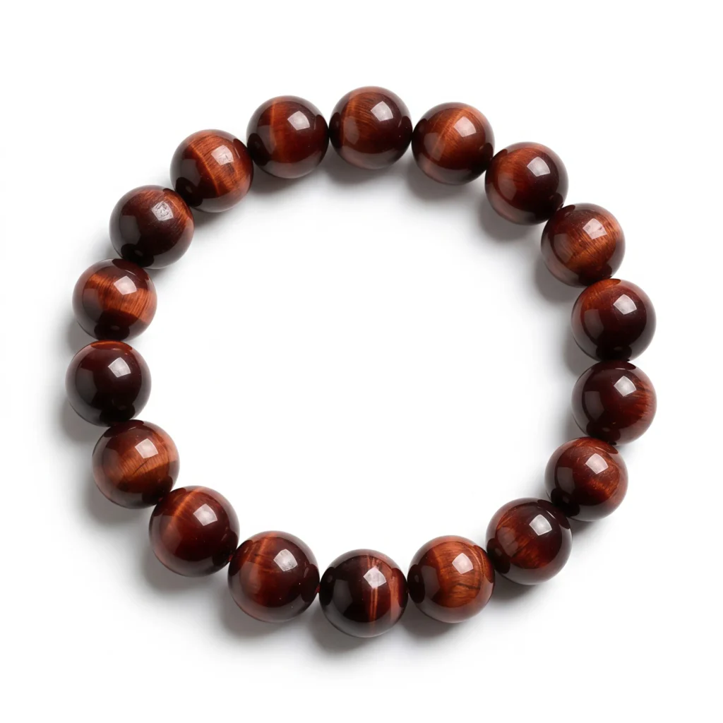 Red Tiger Eye Beaded Bracelet – Natural Gemstone Protection Jewelry
