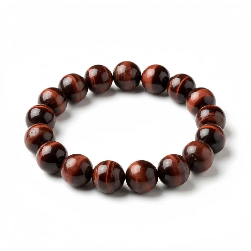Red Tiger Eye Beaded Bracelet – Natural Gemstone Protection Jewelry