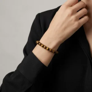 Yellow Tiger Eye Beaded Bracelet – Natural Golden Gemstone