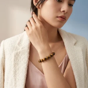 Yellow Tiger Eye Beaded Bracelet – Natural Golden Gemstone