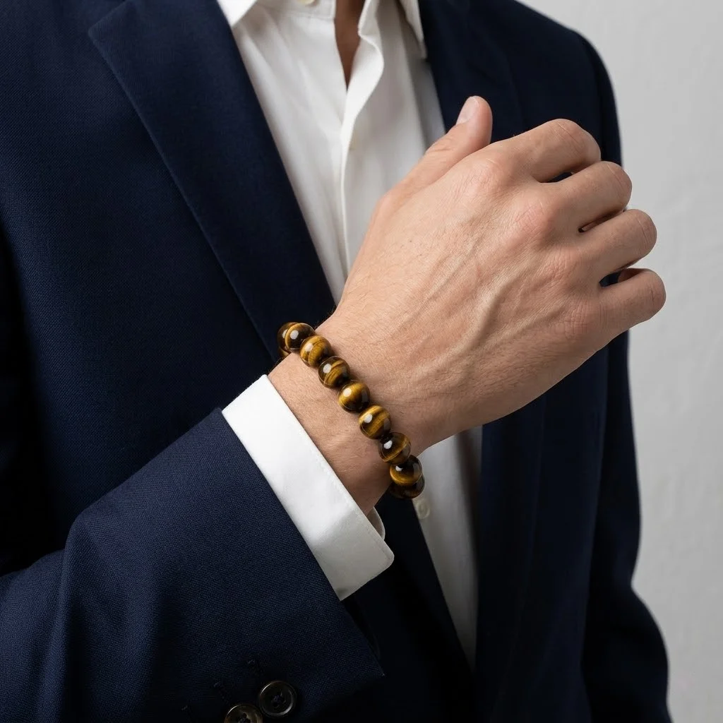 Yellow Tiger Eye Beaded Bracelet – Natural Golden Gemstone