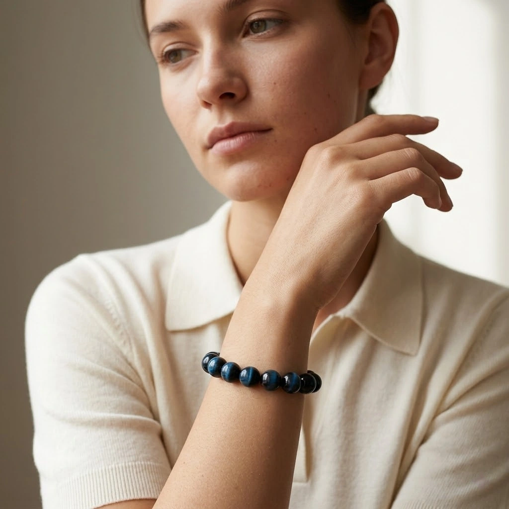 Blue Tiger Eye Bead Bracelet