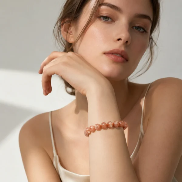 Natural Sunstone Beaded Bracelet – Sparkling Gemstone Jewelry