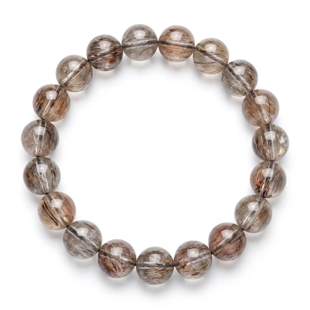 Black Golden Super Seven Quartz Beaded Bracelet – Natural Multi-Inclusion Crystal