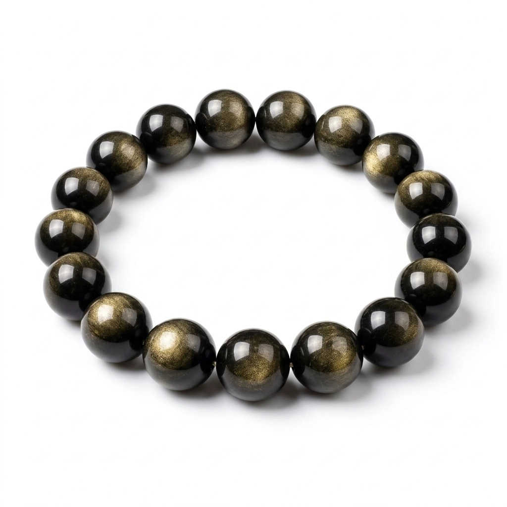Gold Sheen Obsidian Bead Bracelet