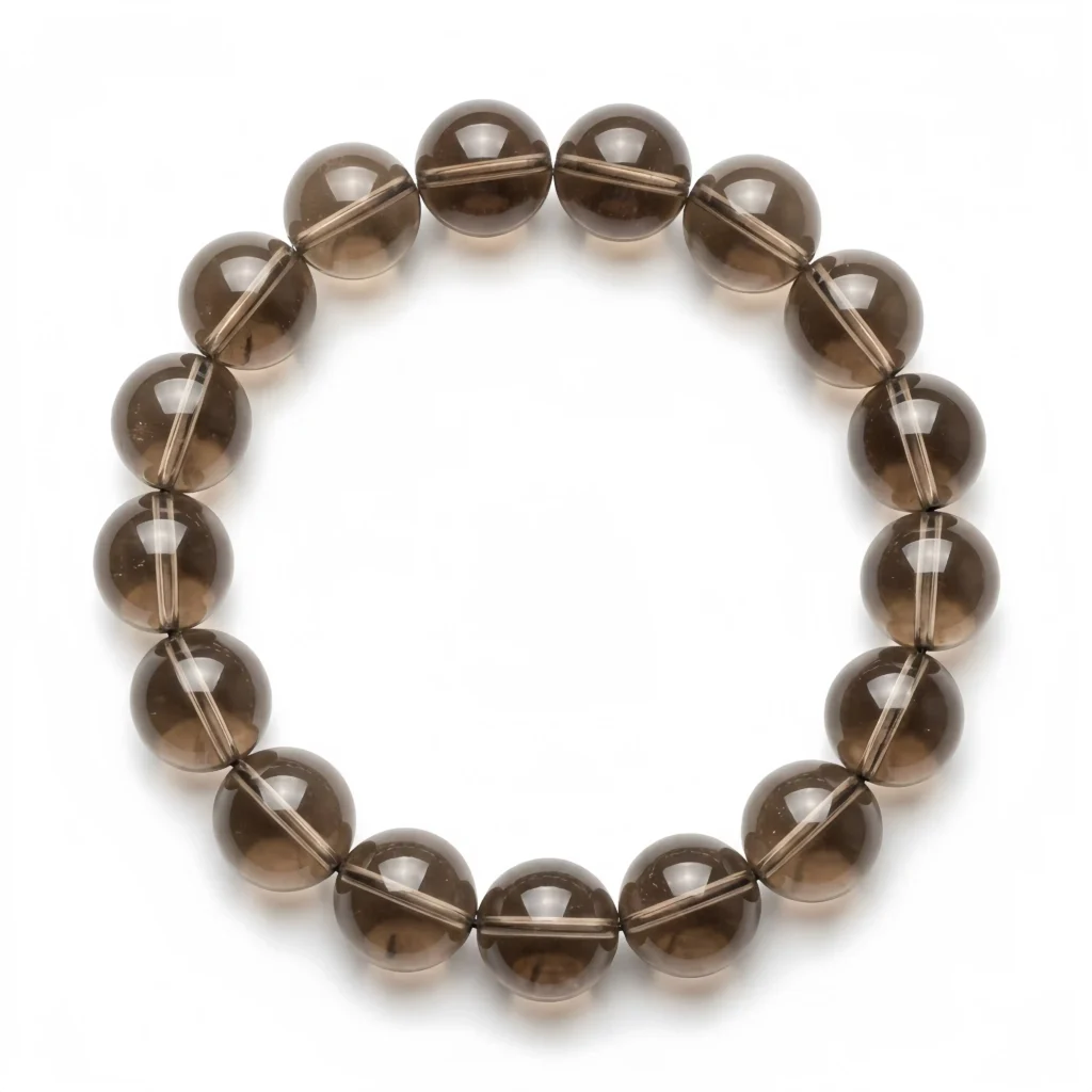 Natural Smoky Quartz Beaded Bracelet – Handmade Round Crystal Jewelry