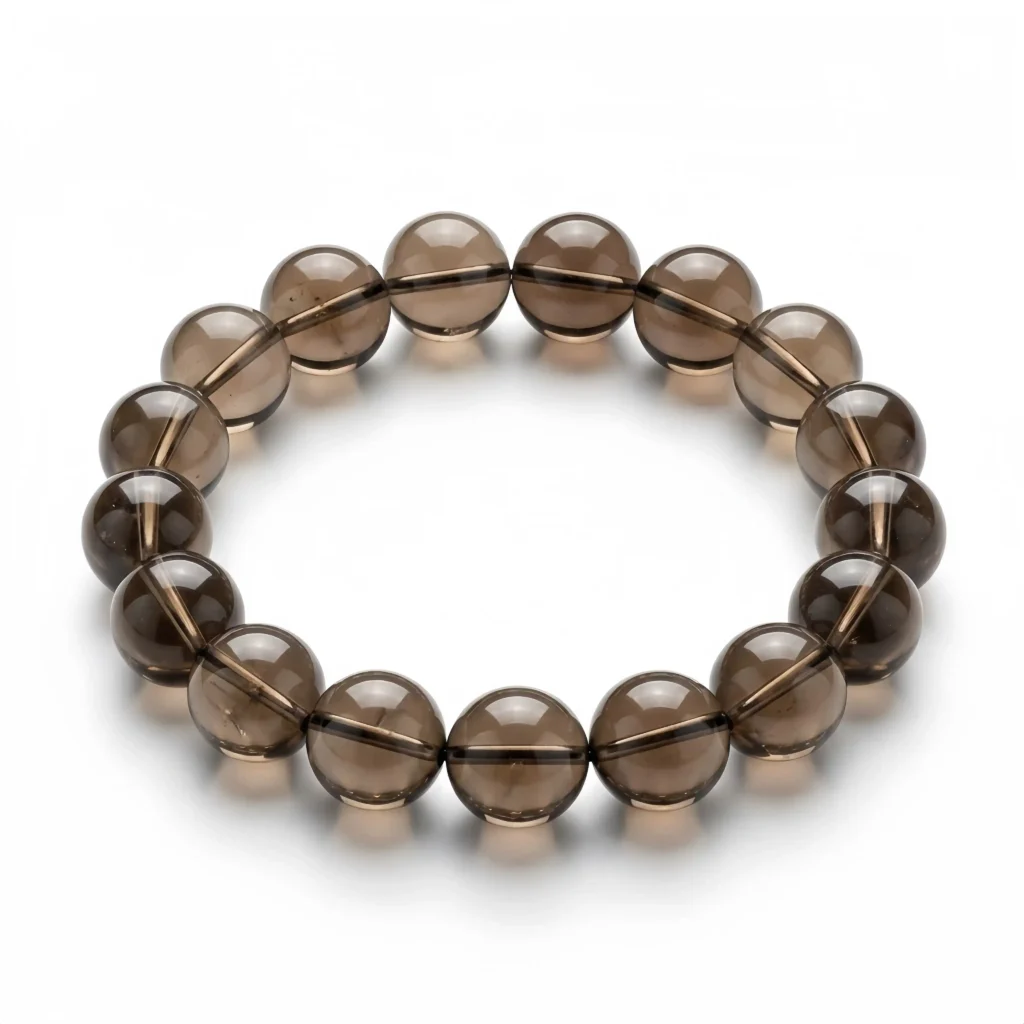 Natural Smoky Quartz Beaded Bracelet – Handmade Round Crystal Jewelry