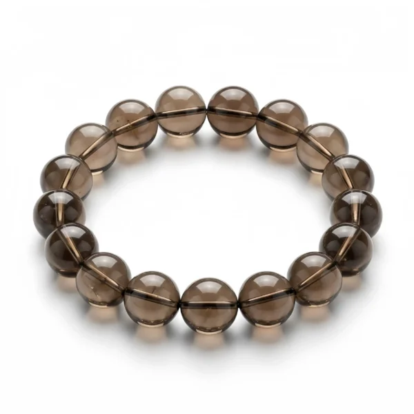Natural Smoky Quartz Beaded Bracelet – Handmade Round Crystal Jewelry