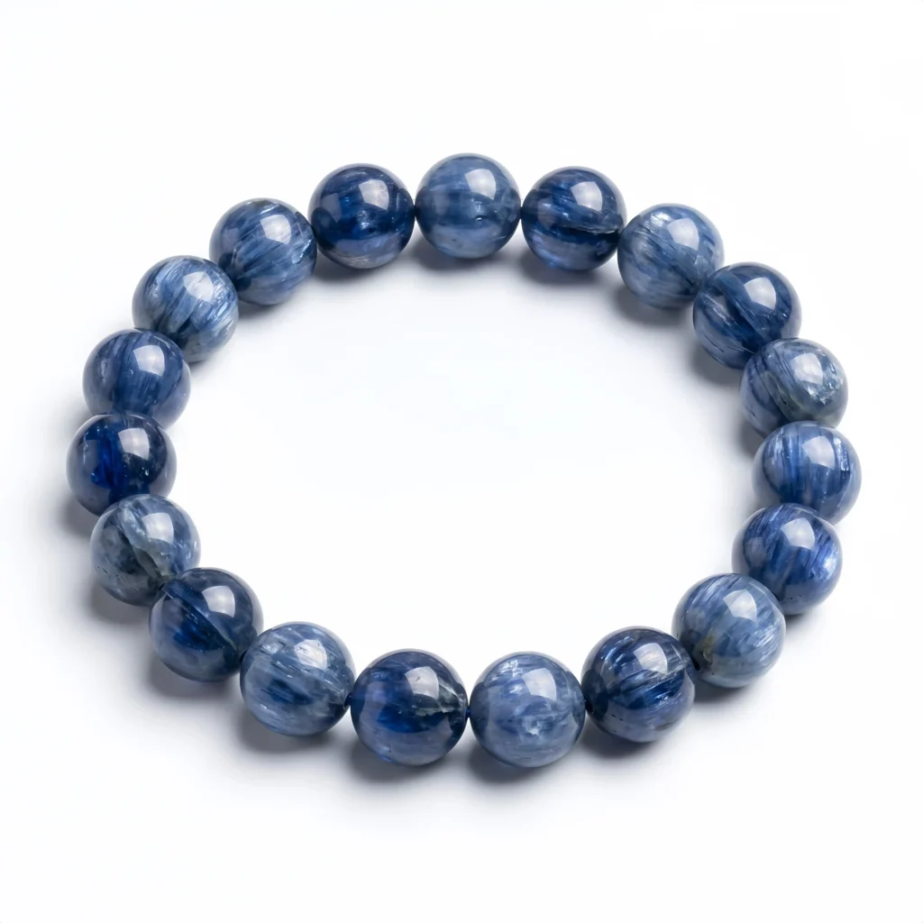 Natural Kyanite Beaded Bracelet – Polished Blue Gemstone Bracelet