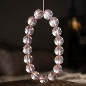 Natural Star Rose Quartz Beaded Bracelet – Six-Ray Pink Crystal