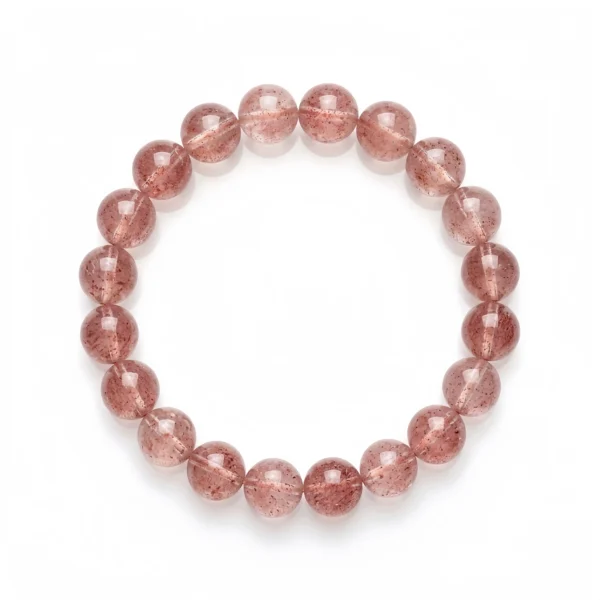 Natural Strawberry Quartz Beaded Bracelet – Delicate Pink Gemstone Jewelry