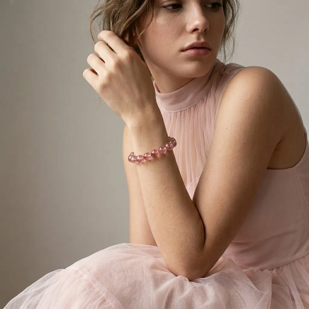 Strawberry Quartz Bead Bracelet