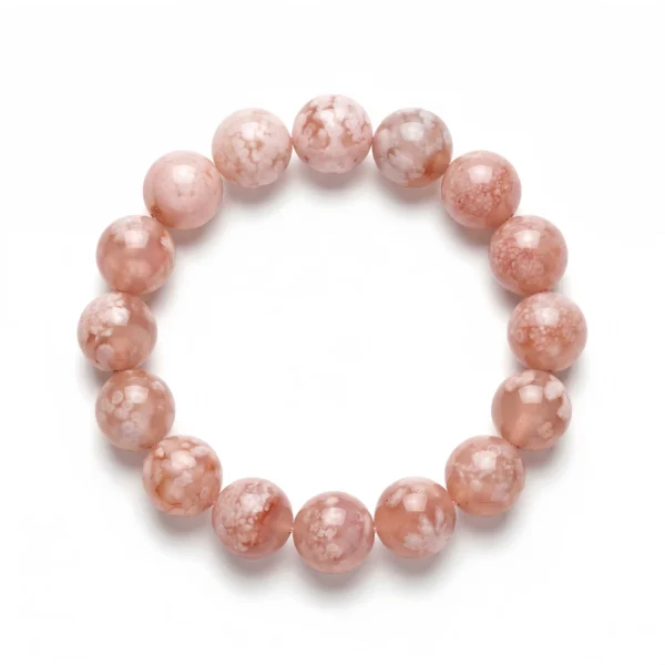 Cherry Blossom Agate Beaded Bracelet – Natural Floral Gemstone