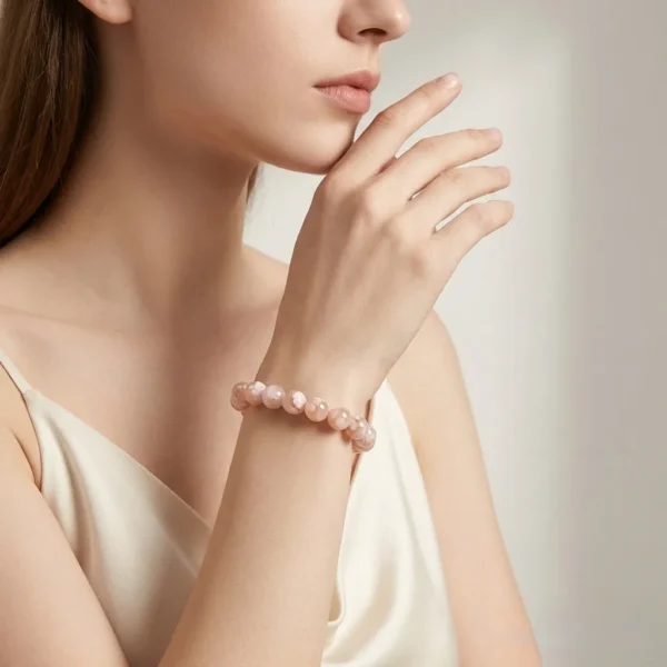 Cherry Blossom Agate Beaded Bracelet – Natural Floral Gemstone